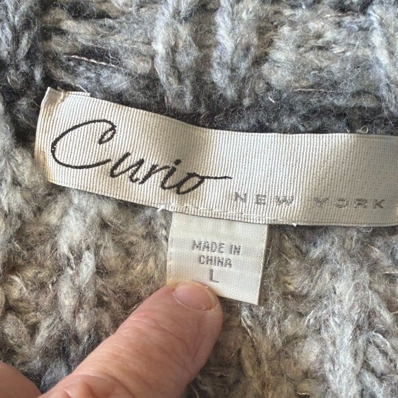 Curio Wool Blend Marled Gray Sweater - Large - Cabincore, Cozycore, Casual - Picture 4 of 7